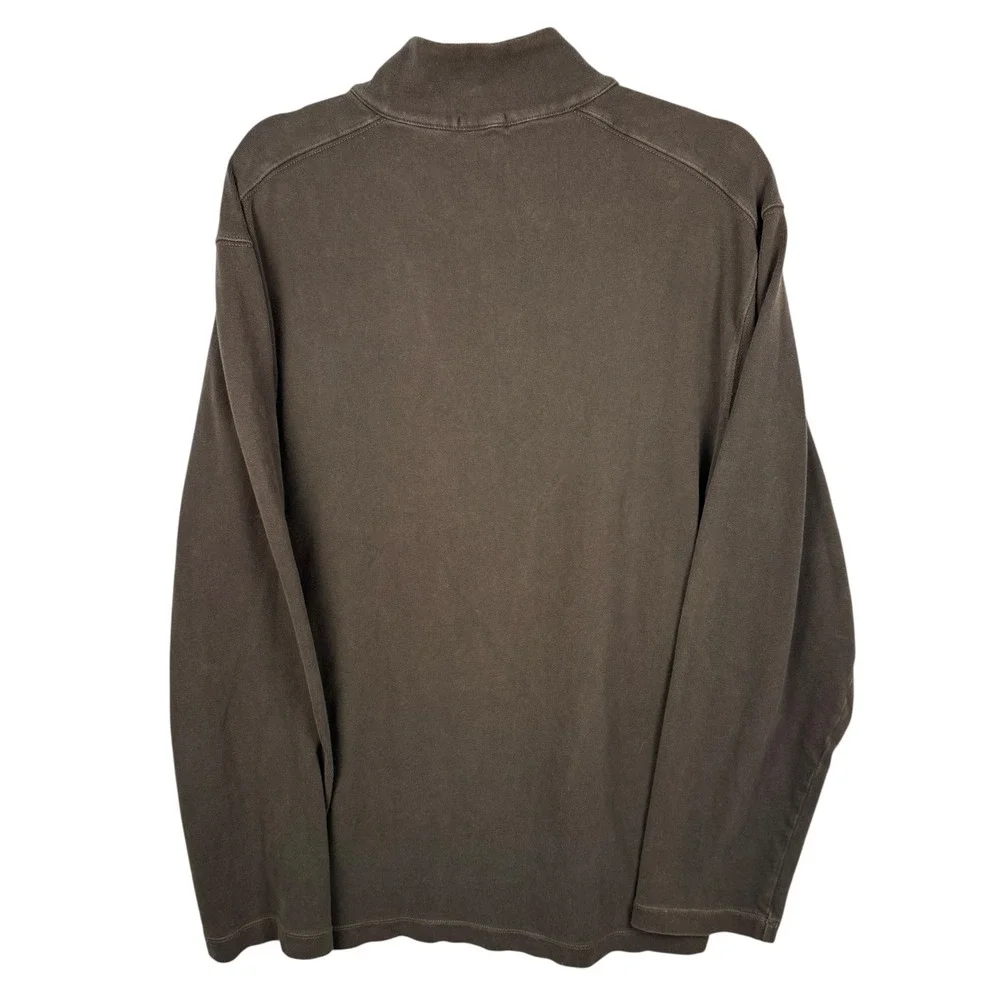 J Crew Sweater Sweatshirt Mens XL Brown‎ Pullover Quarter Zip Mock Neck